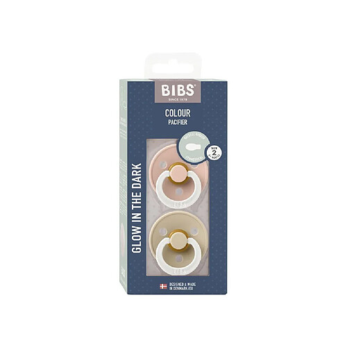 BIBS Colour Symmetric T2 - Blush Vanilla - Sucettes silicone phosphorescentes (lot de 2)