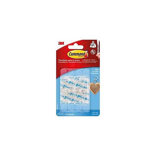 3M Command Mini 17006CLR - Crochets adhésifs transparents - Lot de 6