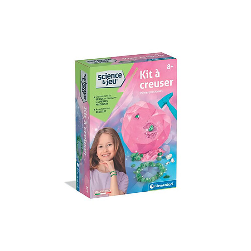 Clementoni Science & Jeu - Coffret à creuser Pierres précieuses - 8+