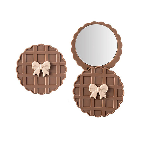 INF Miroir de Poche Rotatif Motif Gaufre - Miroir Maquillage Rond HD Portable, Miroir à Main C