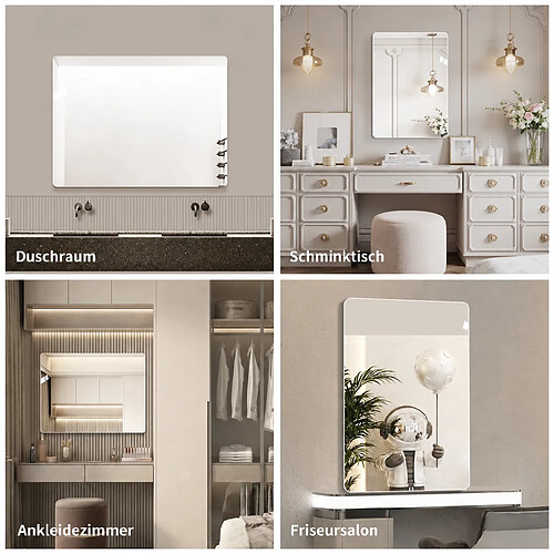 Generic Home Miroir Salle de Bain Sans Cadre 100x75 cm en Verre Argenté avec Film Anti-éclats
