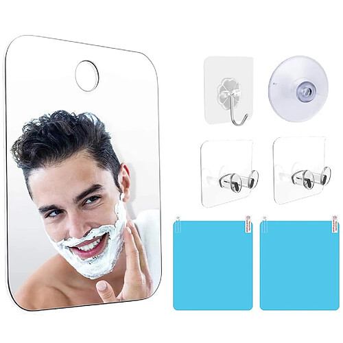 INF Miroir de douche à suspendre avec crochet, film antibuée