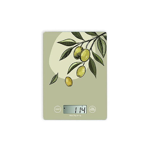 LIVOO DOM451OL - Balance de cuisine digitale 5 kg - Plateau en verre - Touches tactiles - Vert/Crème