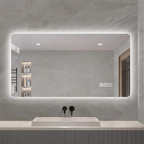Generic Home Miroir salle de bain LED 60x100 cm avec éclairage arrière, anti-buée et variateur tactile