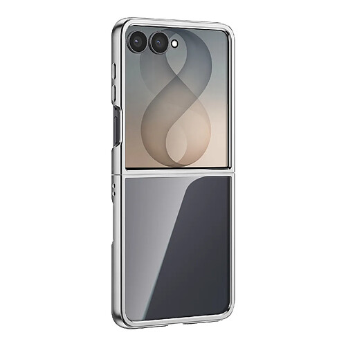 Avizar Coque pour Galaxy Z Flip 8 Articulée avec Ancrage et Contour Chromé Argent