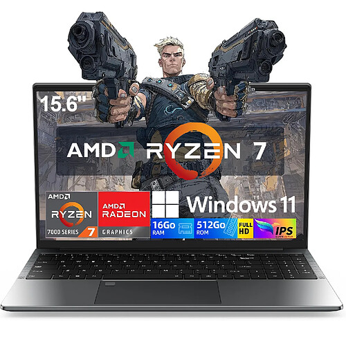 VANWIN PC Portable-Ryzen 7 5825U-(8C/16T,4,5GHz)-16Go RAM-512Go SSD-Clavier Rétroéclairé