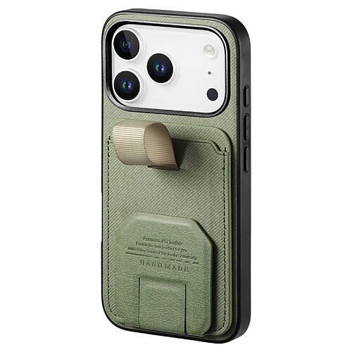 Avizar Coque pour iPhone 17 Pro Max Effet Tissu avec Support et Porte-Cartes Vert