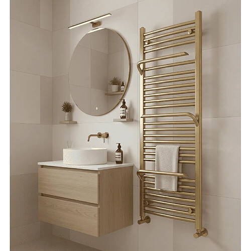 OTITEC Sèche-serviettes électrique – 120 x 50 cm – Doré brossé – 800W - Avec thermostat connecté - SUDO