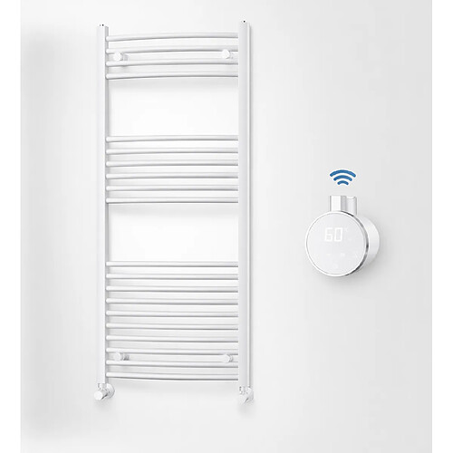 OTITEC Sèche-serviettes électrique – 120 x 50 cm – Blanc – 800W - Avec thermostat connecté - ELEGANT