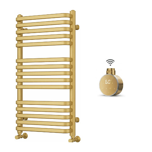 OTITEC Sèche-serviettes électrique – 124 x 50 cm – Doré brossé – 500W - Avec thermostat connecté - CHARLI