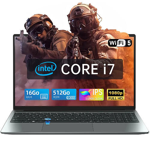 VANWIN PC Portable 16 pouces i7-8750H 16Go 512Go SSD Clavier Rétroéclairé Win11 Pro