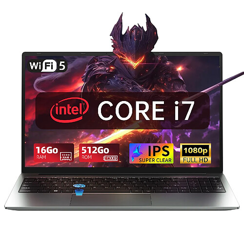 VANWIN Ordinateur Portable 16" Intel i7-8750H 16Go RAM 512Go SSD RJ45 HDMI