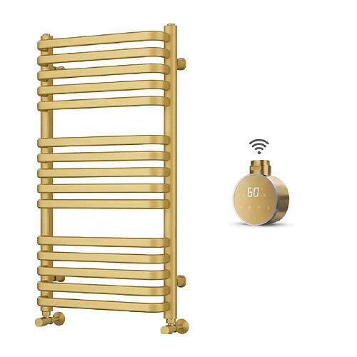 OTITEC Sèche-serviettes électrique – 124 x 50 cm – Doré brossé – 700W - Avec thermostat connecté - CHARLI
