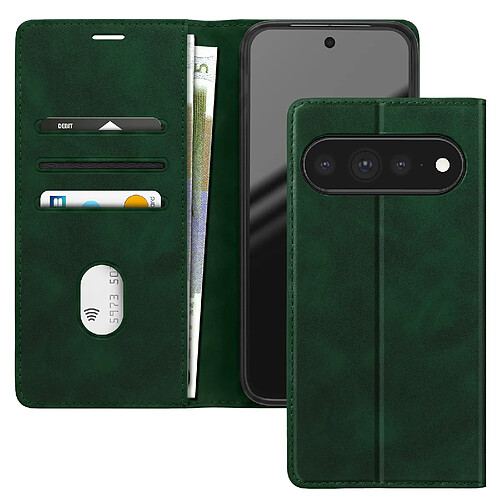 Avizar Étui Portefeuille pour Google Pixel 11 Pro XL Effet Daim avec Support Vert