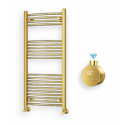 OTITEC Sèche-serviettes électrique – 120 x 50 cm – Doré brossé – 500W - Avec thermostat connecté - ELEGANT