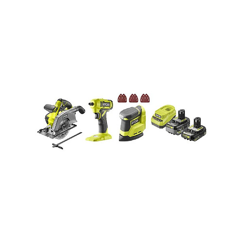 RYOBI ONE+ R18CK3G-242G - Kit 3 outils 18 V avec batteries
