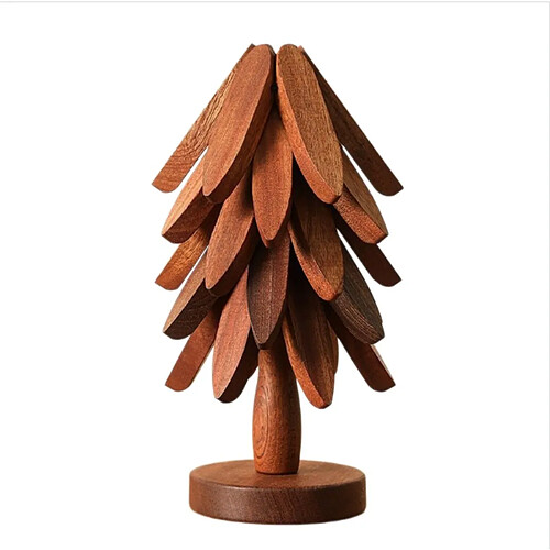 INF Dessous de plat en bois massif en forme d'arbre - Protection thermique, pliable, couleur c