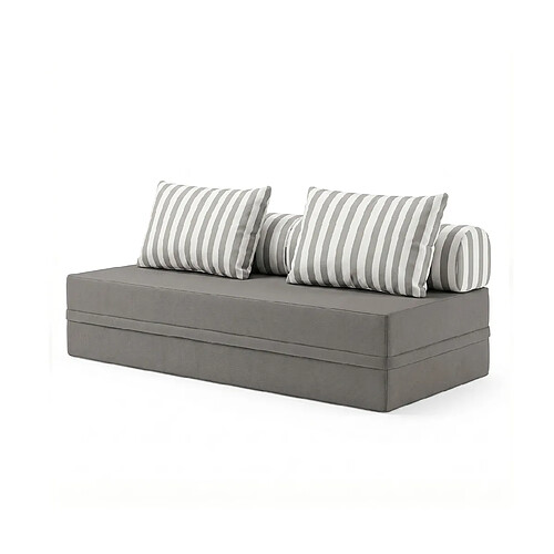 Canapé Modulable 3 Places Imperméable Gris Hauteur 68 cm Skoffa