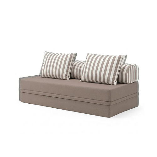 Canapé Modulable 3 Places Imperméable Taupe Hauteur 68 cm Skoffa