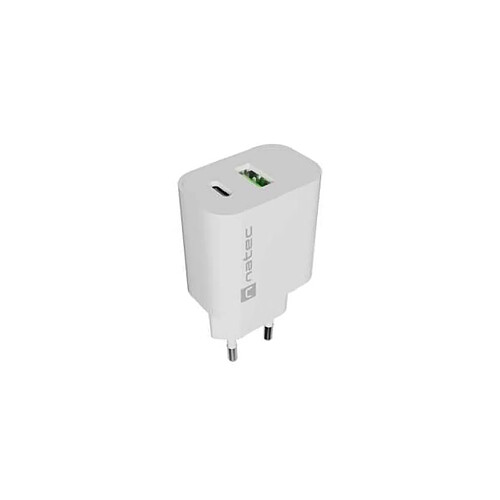 Natec Ribera Chargeur mural 20W USB-A + USB-C blanc