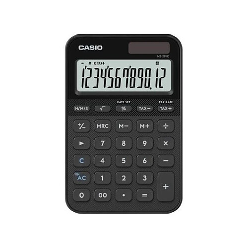 Casio MS-20YC-BK Calculatrice de bureau LCD 12 chiffres noire