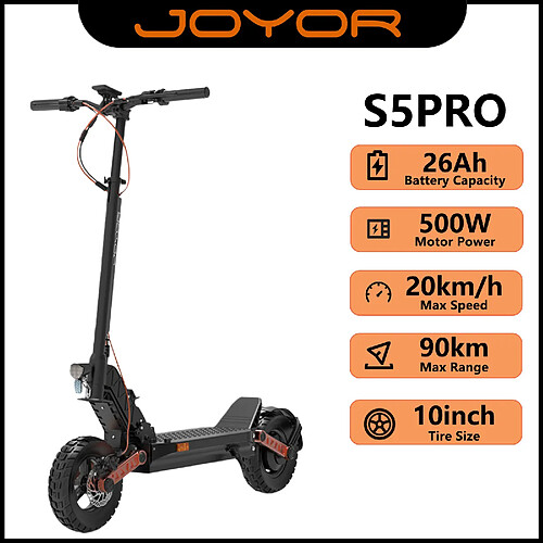 Trottinette Électrique JOYOR S5PRO (ABE), Moteur 500W, Batterie 48V26Ah, 20km/h, Autonomie 90km, Pliable