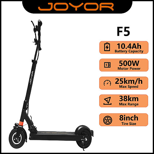 Trottinette Électrique JOYOR F5, Moteur 500W, Batterie 48V 10,4Ah, 25km/h, Autonomie 38km, Pliable