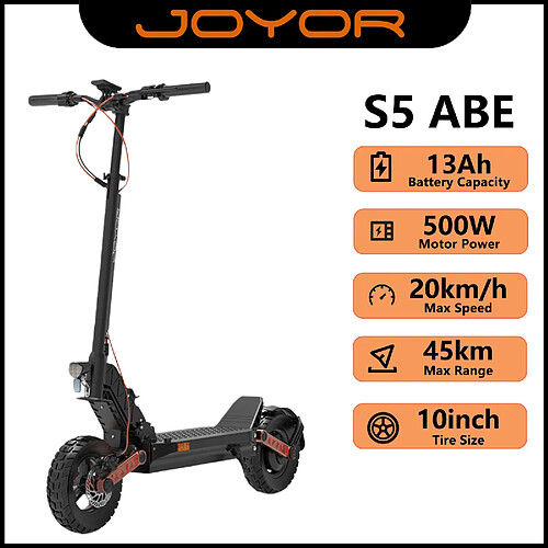 Trottinette Électrique JOYOR S5 (ABE), Moteur 500W, Batterie 48V 13Ah, 20km/h, Autonomie 45km, Pliable