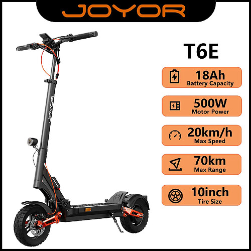 Trottinette Électrique JOYOR T6E, Moteur 500W, Batterie 48V 18Ah, 20km/h, Autonomie 70km, Pliable