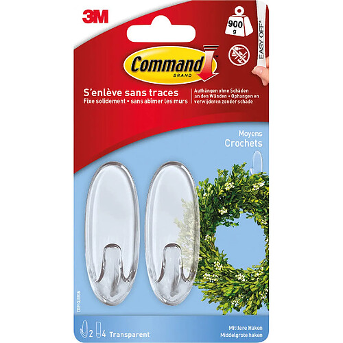 3m Patère 2 crochets – Transparent