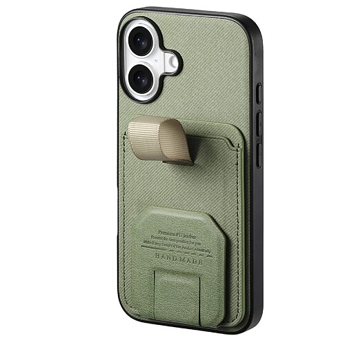 Avizar Coque pour iPhone 17 Effet Tissu avec Support et Porte-Cartes Vert