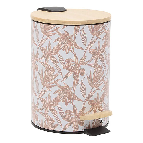 Five simply smart Poubelle à pédale imprimée Bloom - 3 L - Rose