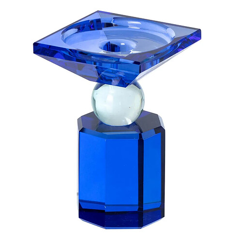 Paris Prix Bougeoir Design en Verre Taillé 13cm Bleu