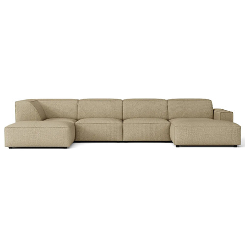 SELSEY - Canapé d'angle Sellmo - 366 cm - gauche - Beige foncé