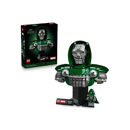 LEGO Marvel 76345 Doctor Doom Bust - Capuche et cape métalliques - Yeux réalistes