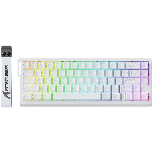 ATTACK SHARK X68 HE Clavier gaming 60 % RGB, Rapid Trigger 8000 Hz, précision RT 0,01 mm, switches magnétiques, Snap Tap – Contours blancs