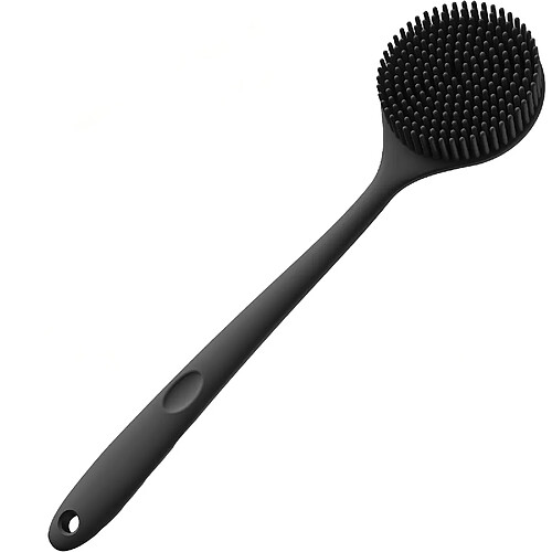 INF Brosse de bain massante double face à long manche en silicone pour nettoyage profond et re