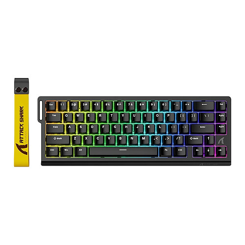 ATTACK SHARK X68 HE Clavier gaming 60 % RGB, Rapid Trigger 8000 Hz, précision RT 0,01 mm, switches magnétiques, Snap Tap, PC/Mac – Noir