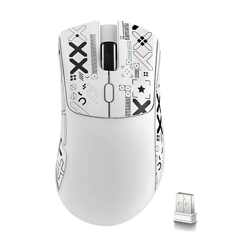 Attack Shark R1 Souris gaming sans fil, connexion tri-mode, blanche