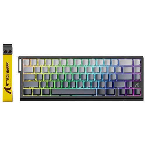 ATTACK SHARK X68 HE Clavier gaming 60 % RGB, Rapid Trigger 8000 Hz, précision RT 0,01 mm, switches magnétiques, Snap Tap – Clair de lune