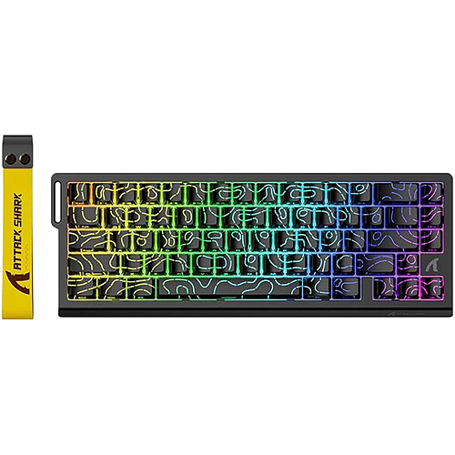 ATTACK SHARK X68 HE Clavier gaming 60 % RGB, Rapid Trigger 8000 Hz, précision RT 0,01 mm, switches magnétiques, Snap Tap – Contours noirs