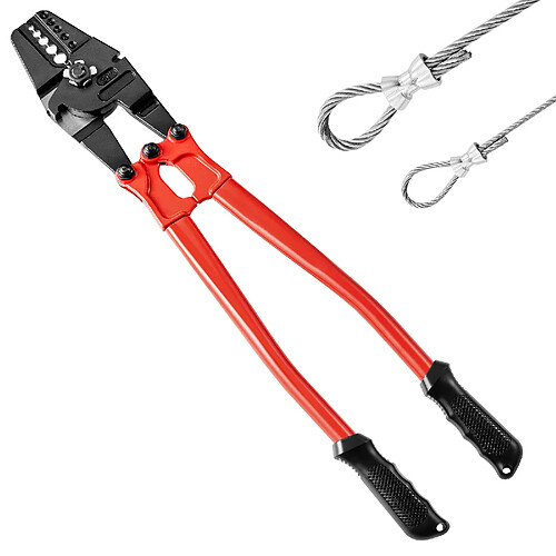 VEVOR Pince à sertir 24" - Acier allié - 5 rainures 1/16" à 3/16" - Coupe et sertissage