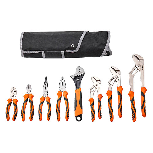 VEVOR SY-808 - Jeu de 8 pinces multiprises 155/165/205/255/310 mm - Poignées TPR - Sac de rangement