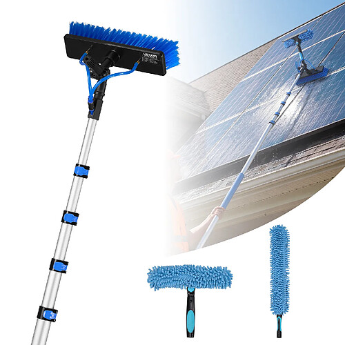 VEVOR LW5-7.3m(30CM)-EU - Perche télescopique 6-24 pieds - Brosse 30 cm rotative 180° - Tuyau 20 m