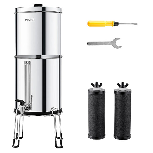 VEVOR k8626A - 2,25 gal (8,5 L) - Inox SUS304 - 2 filtres charbon actif et ultrafiltration - Réduit 99 % du chlore