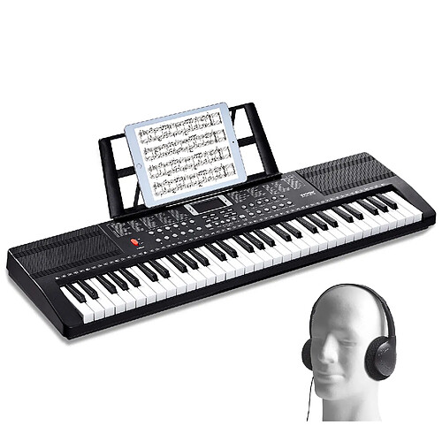 VEVOR BD-663 - Clavier piano numérique 61 touches - 200 sons 200 rythmes - Casque et micro inclus - Haut-parleurs intégrés - Portable, pour débutants.