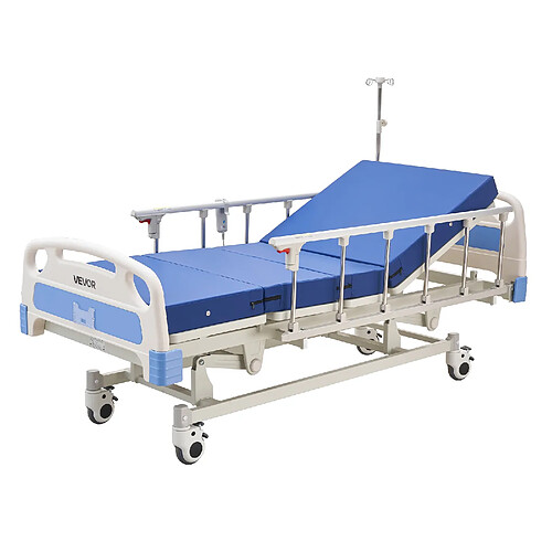 VEVOR YXZ-C3 - Blanc/Bleu - 250 kg - 3 fonctions - Matelas mousse 30D 10 cm - Roues verrouillables