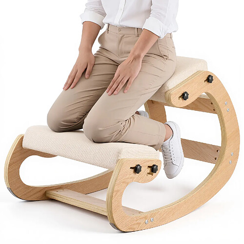 VEVOR QDQY-03 - Beige - Cadre bois massif - Réglable 3 niveaux - Capacité 120 kg
