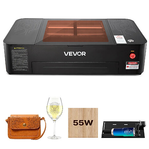 VEVOR SH-530 - Graveur Laser CO2 55 W 500x300 mm - Autofocus 16 MP - Axe rotatif - USB/Wi-Fi - LightBurn/RDWorks