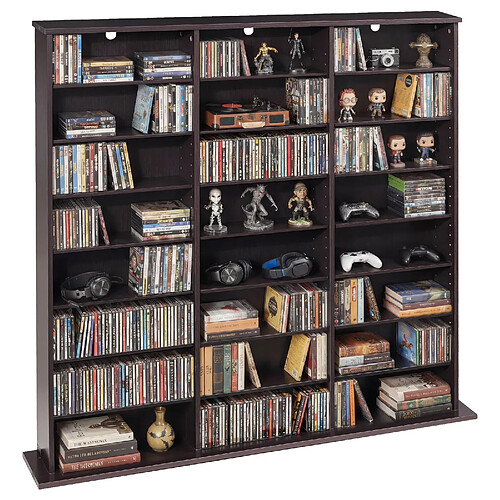 VEVOR DX0202-C250421S-02-Brown - Marron - 8 niveaux - 70x30x140 cm - Étagères réglables - Rangement multimédia.